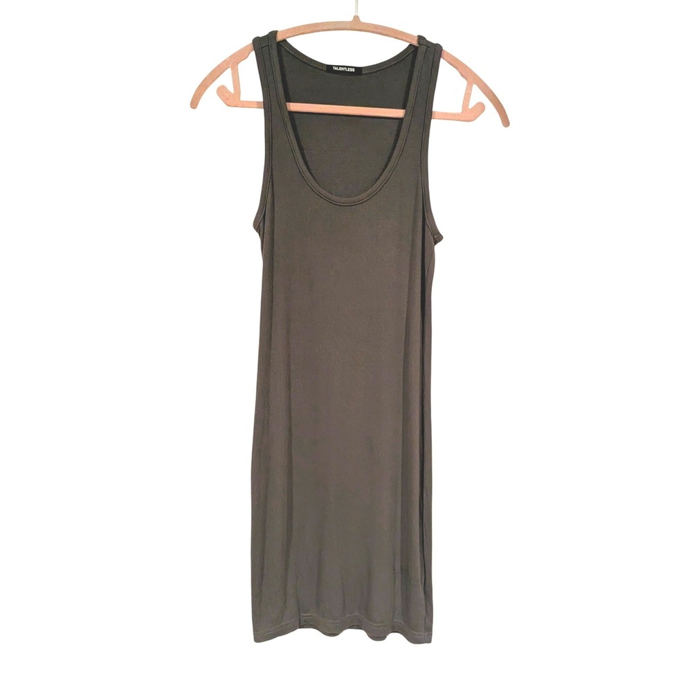 Talentless Ribbed Tank Dress Medium Charcoal Grey Cotton Scoop Neck Mini‎ Basics